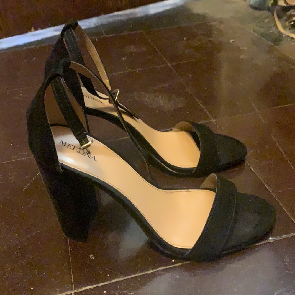 Black suede heels